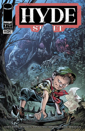 Comic book cover titled 'Hyde Street' with a dark, eerie background and a character holding papers.